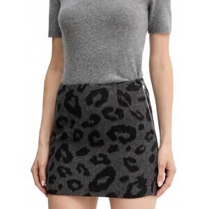 NEW SILVIAN HEACH mini leopard skirt in charcoal gray